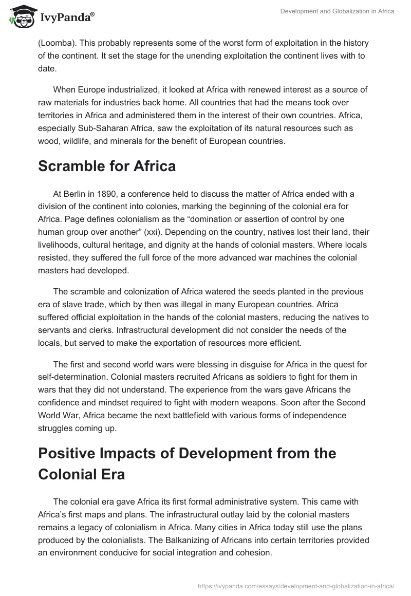 Development and Globalization in Africa. Page 3