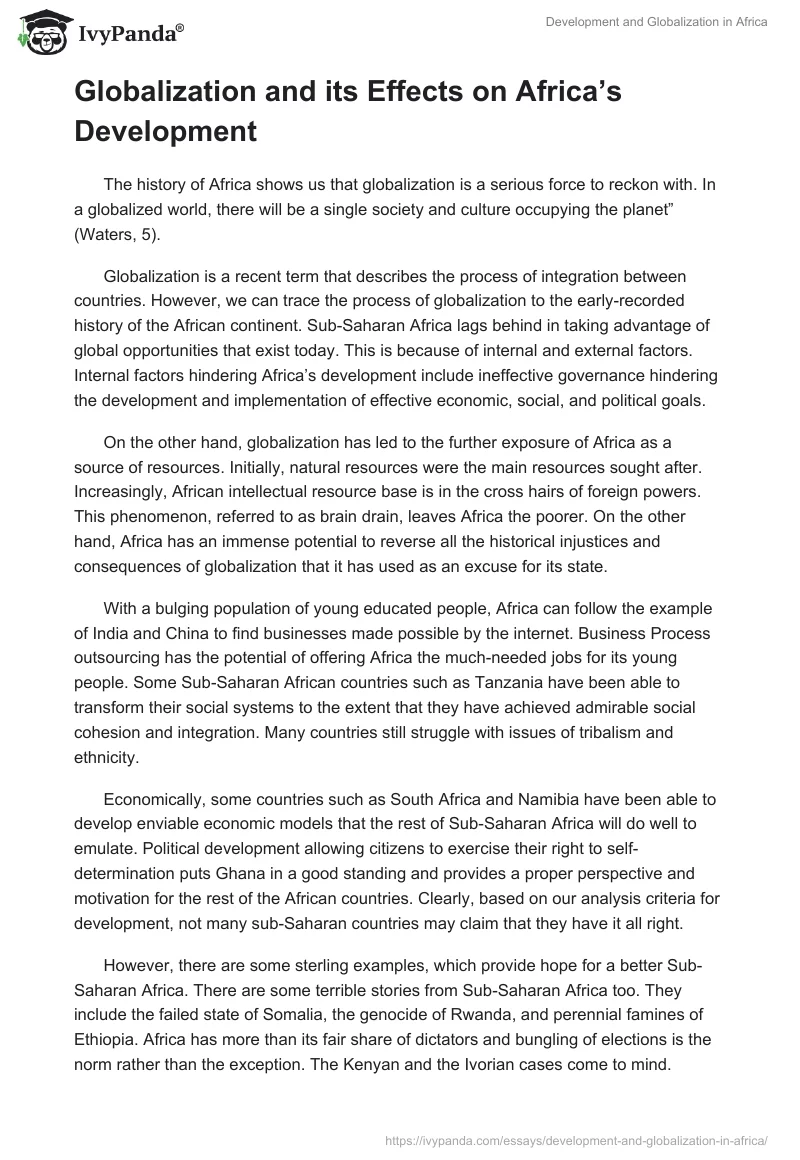 Development and Globalization in Africa. Page 5