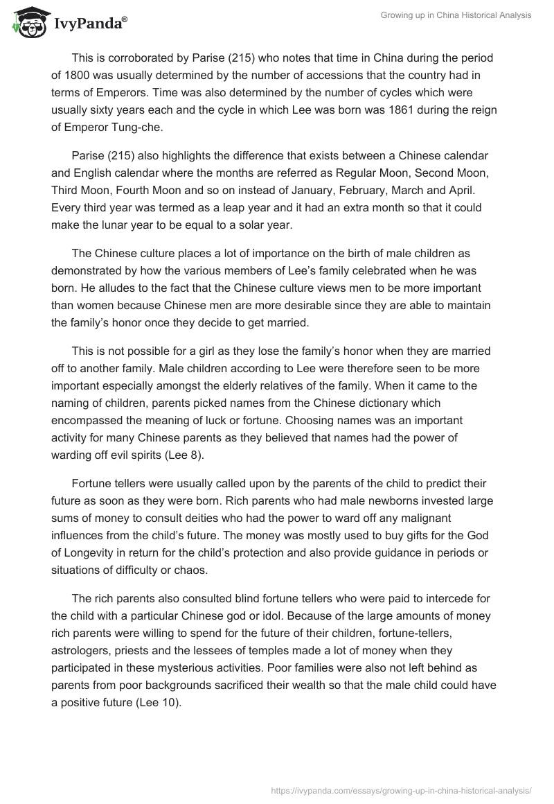 Growing up in China Historical Analysis. Page 2