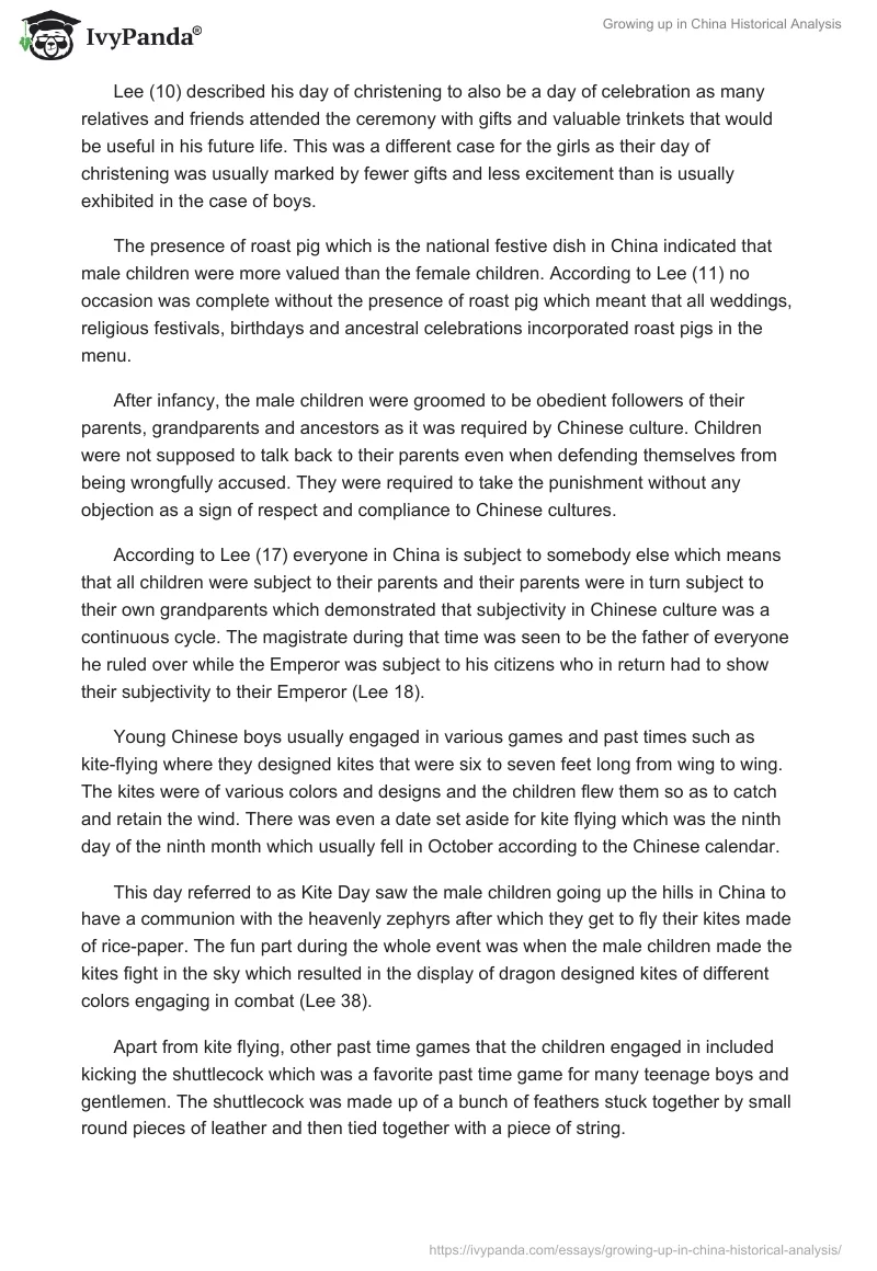 Growing up in China Historical Analysis. Page 3