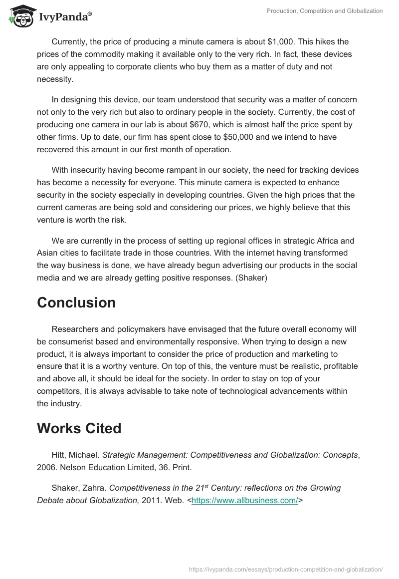 Production, Competition and Globalization. Page 2
