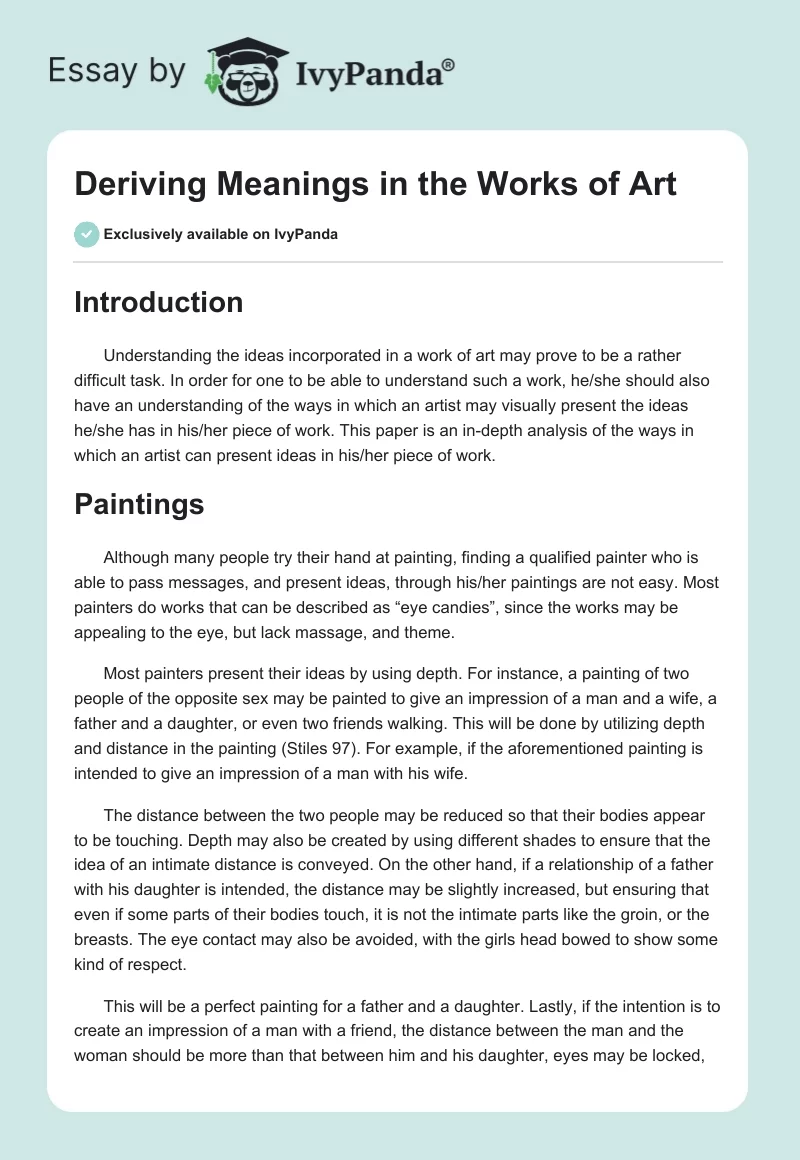 Deriving Meanings in the Works of Art. Page 1