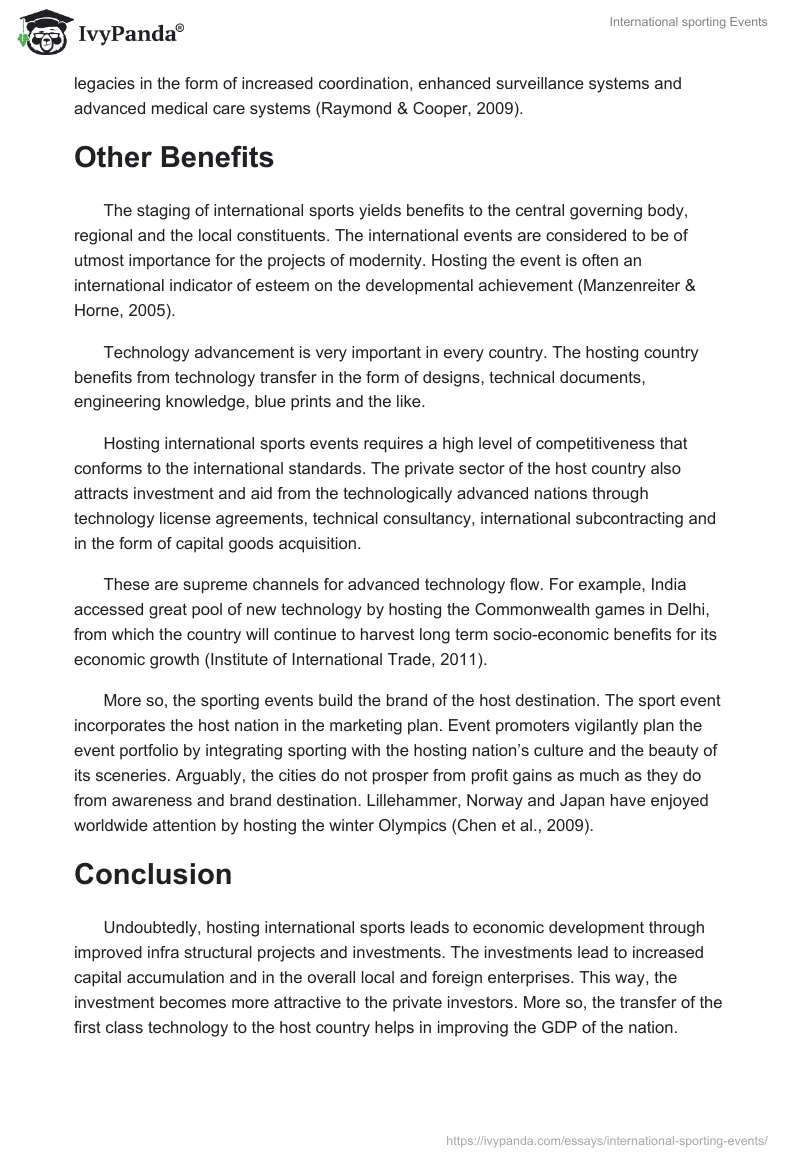 International sporting Events. Page 4