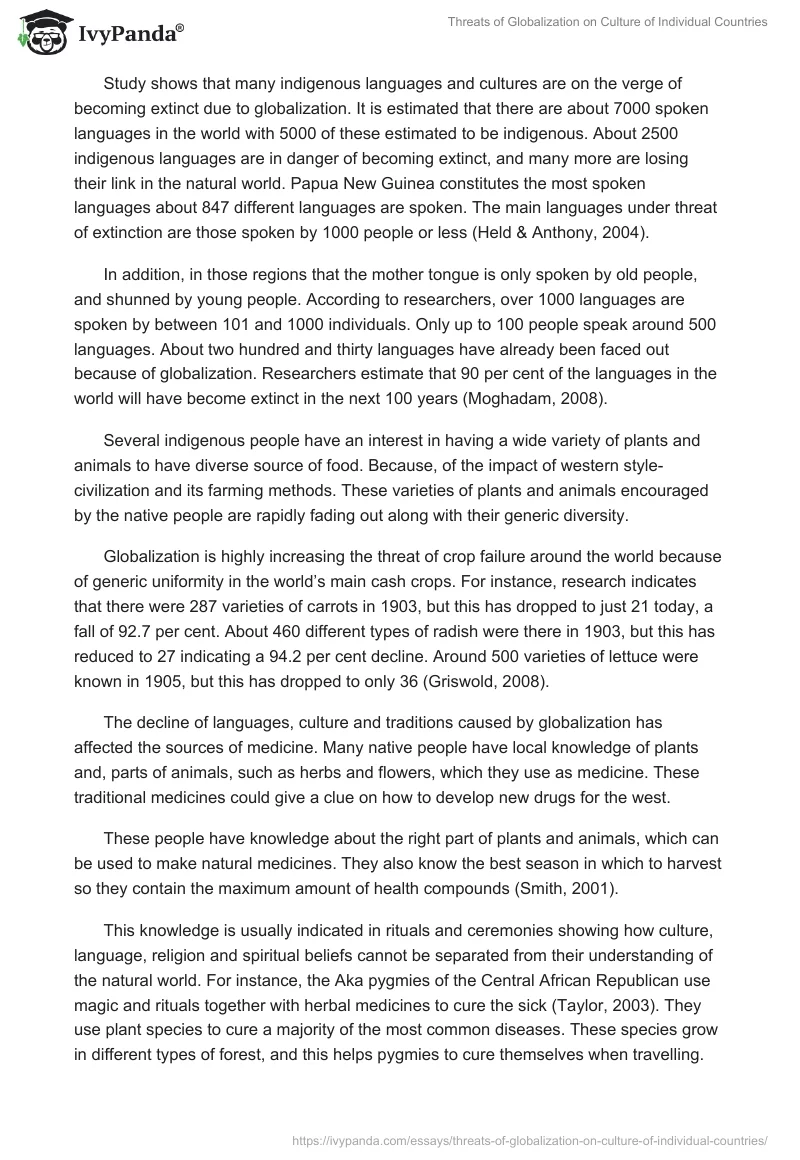 Threats of Globalization on Culture of Individual Countries. Page 2