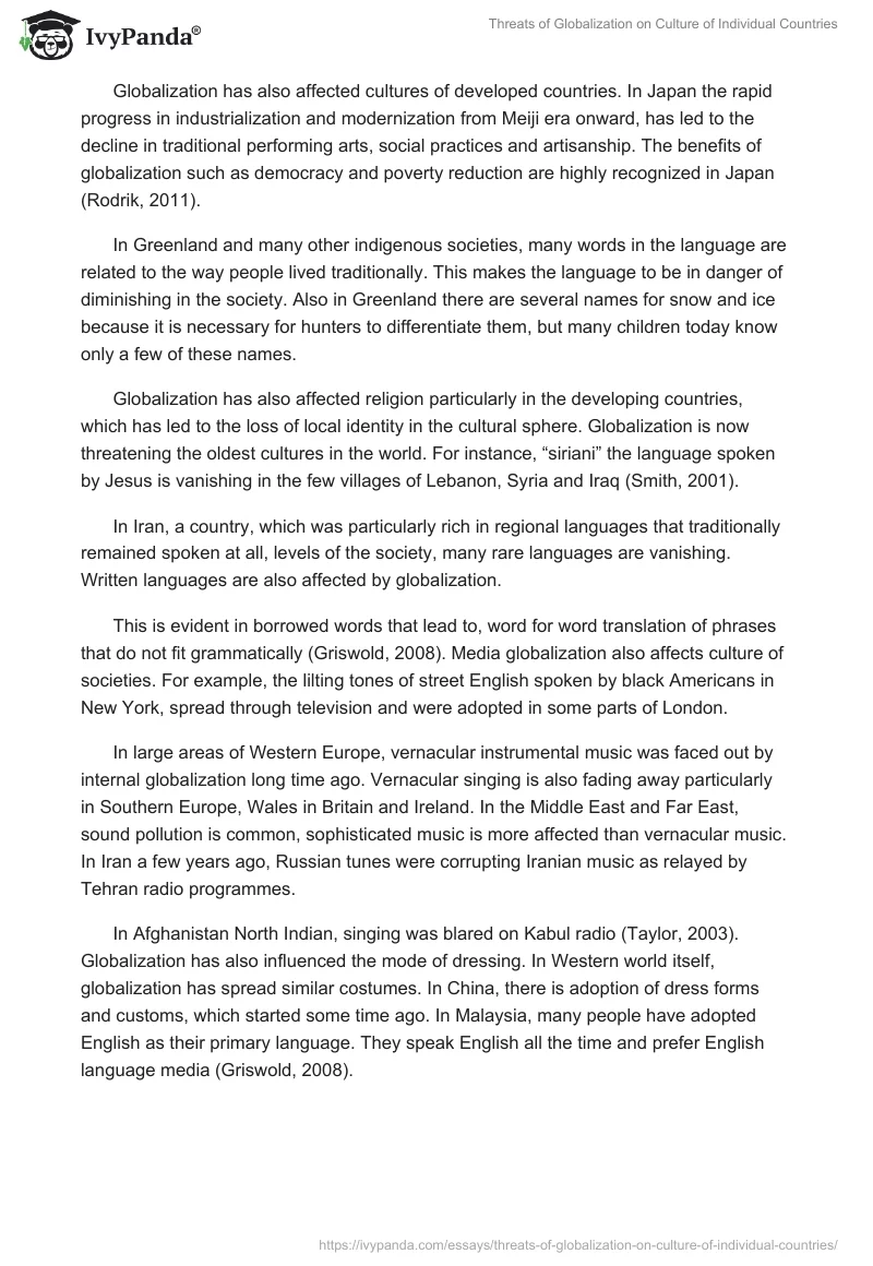 Threats of Globalization on Culture of Individual Countries. Page 3