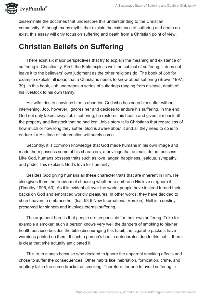 A Systematic Study of Suffering and Death in Christianity. Page 2