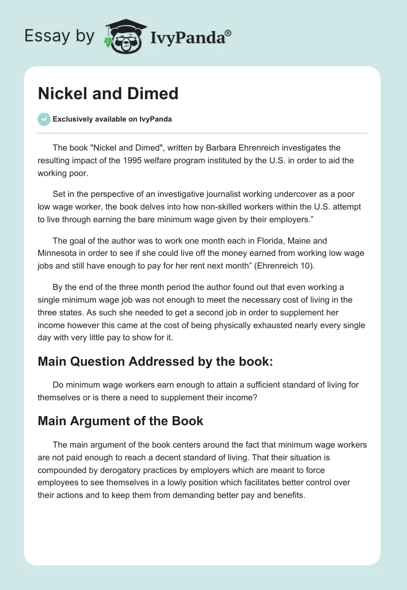 Nickel and Dimed. Page 1