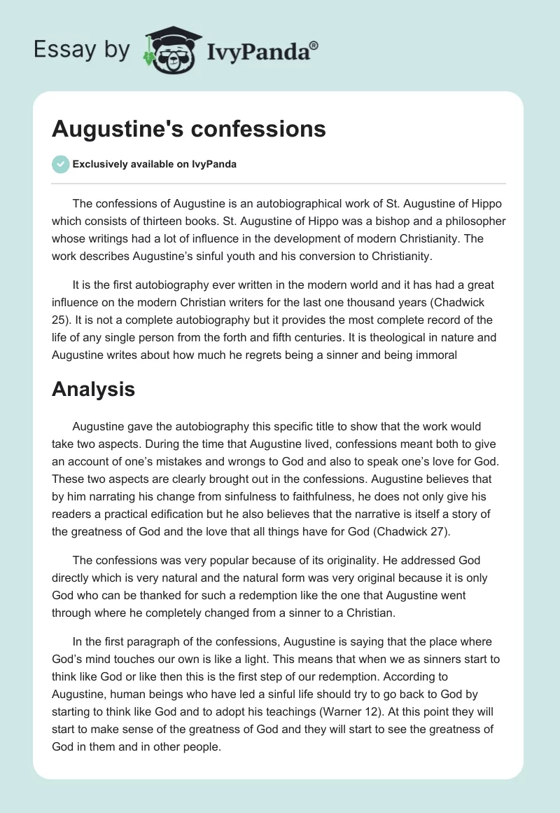 Augustine's confessions. Page 1