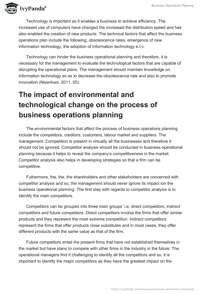 Business Operations Planning. Page 4