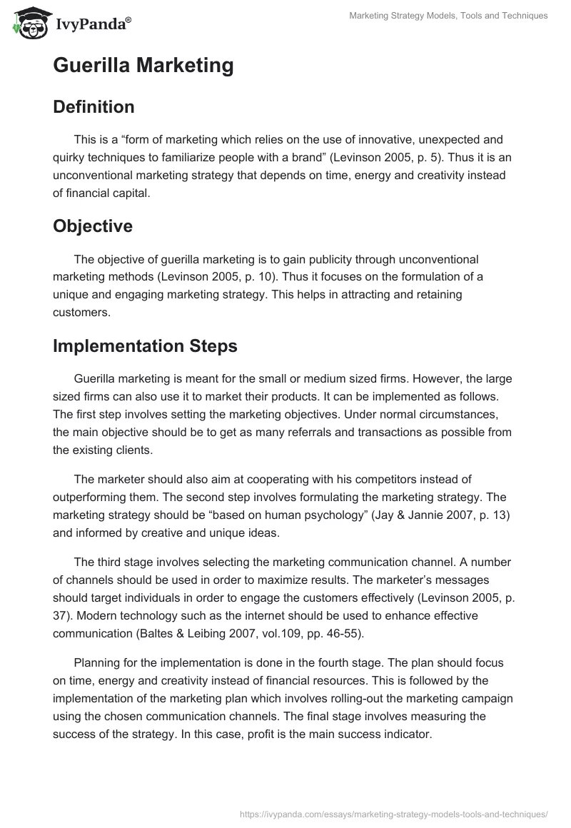 Marketing Strategy Models, Tools and Techniques. Page 4
