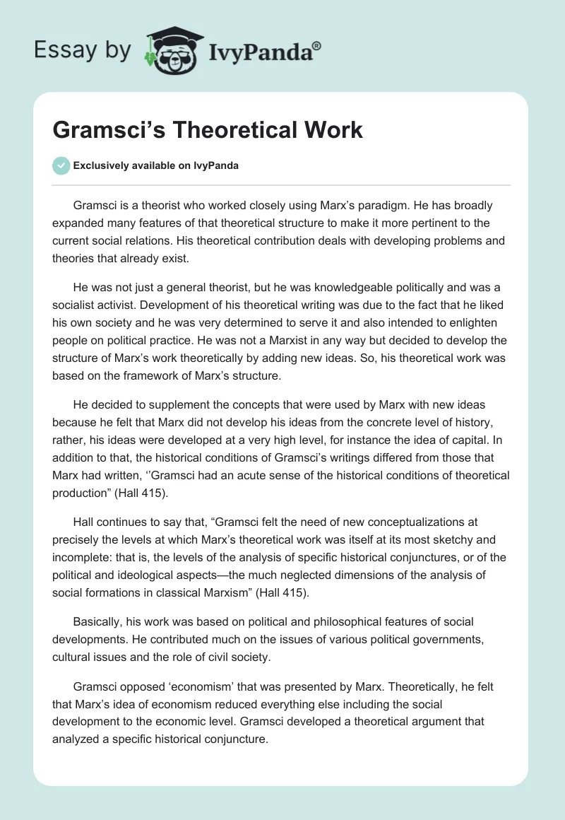 Gramsci’s Theoretical Work. Page 1
