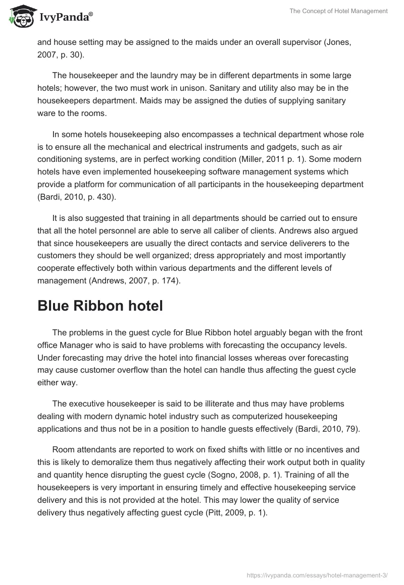The Concept of Hotel Management. Page 3