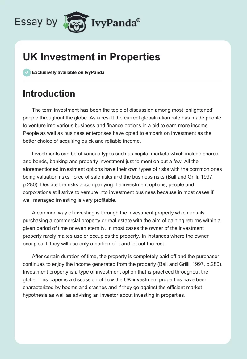 UK Investment in Properties. Page 1