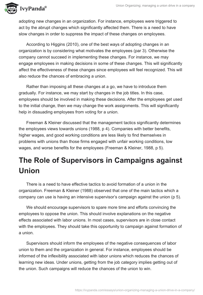 Union Organizing; managing a union drive in a company. Page 3
