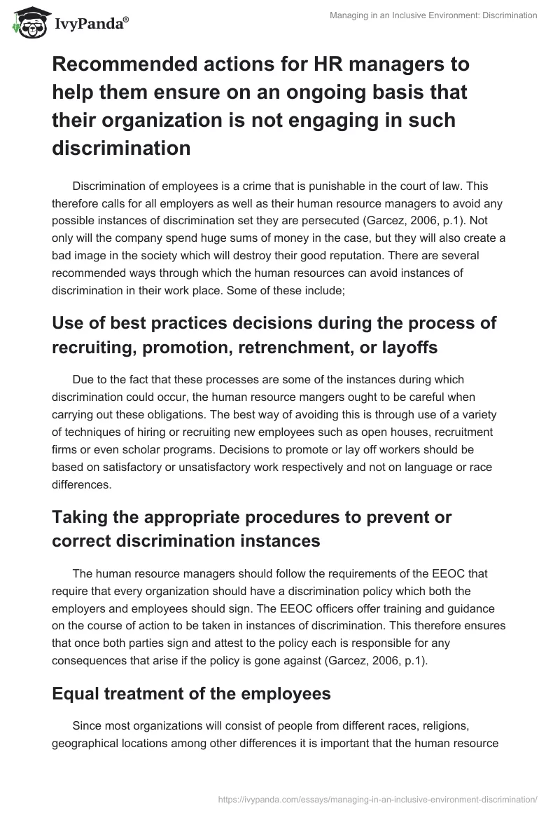 Managing in an Inclusive Environment: Discrimination. Page 3