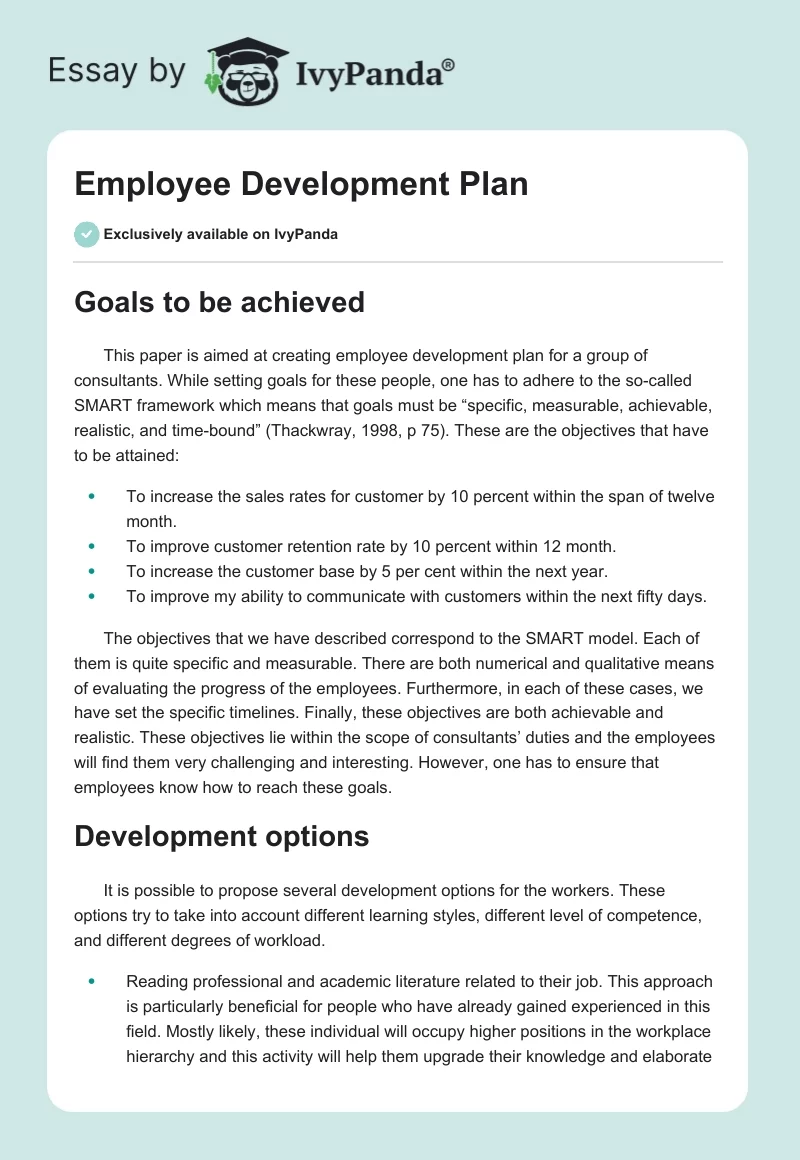 Employee Development Plan. Page 1