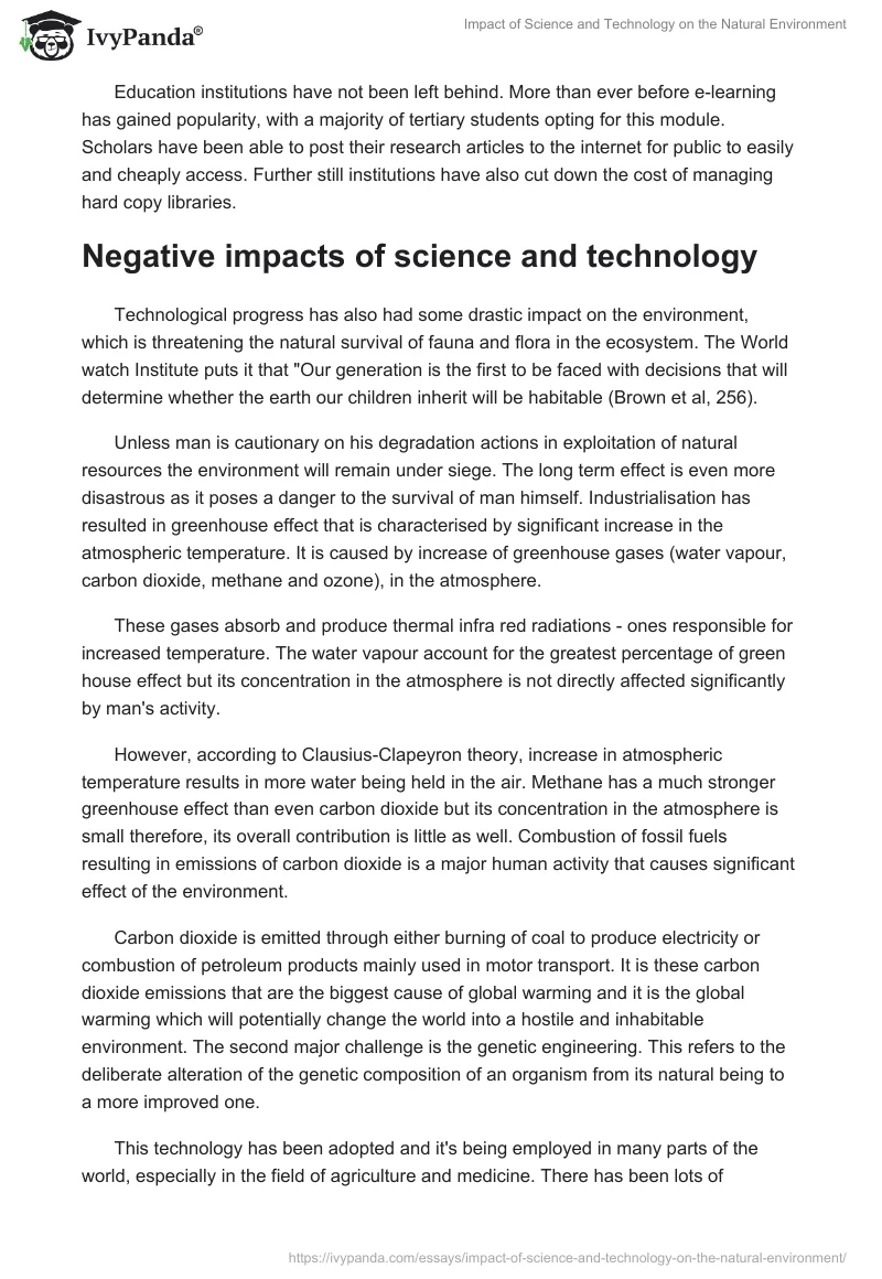 impact of science and technology on environment essay