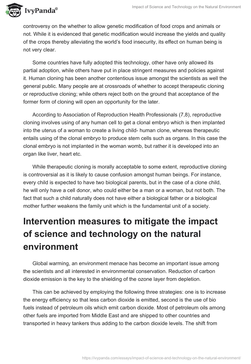 Impact of Science and Technology on the Natural Environment. Page 4