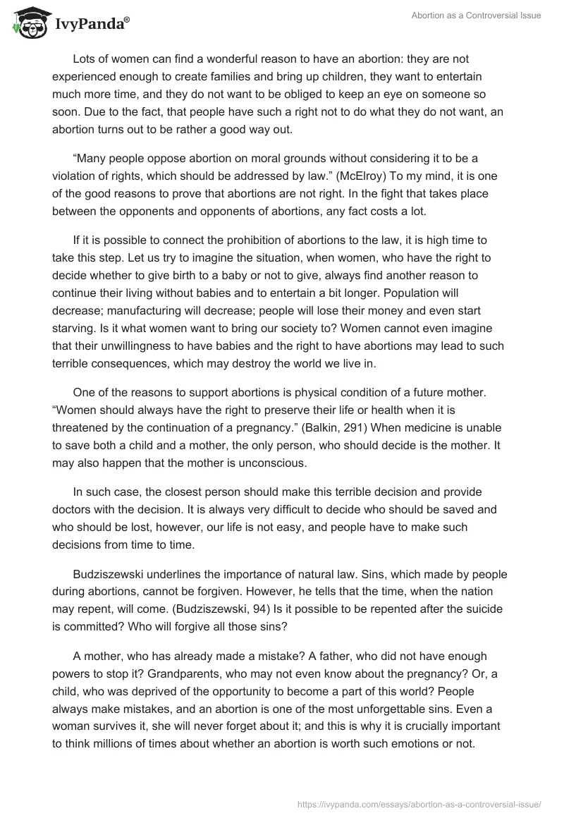 Abortion as a Controversial Issue. Page 2