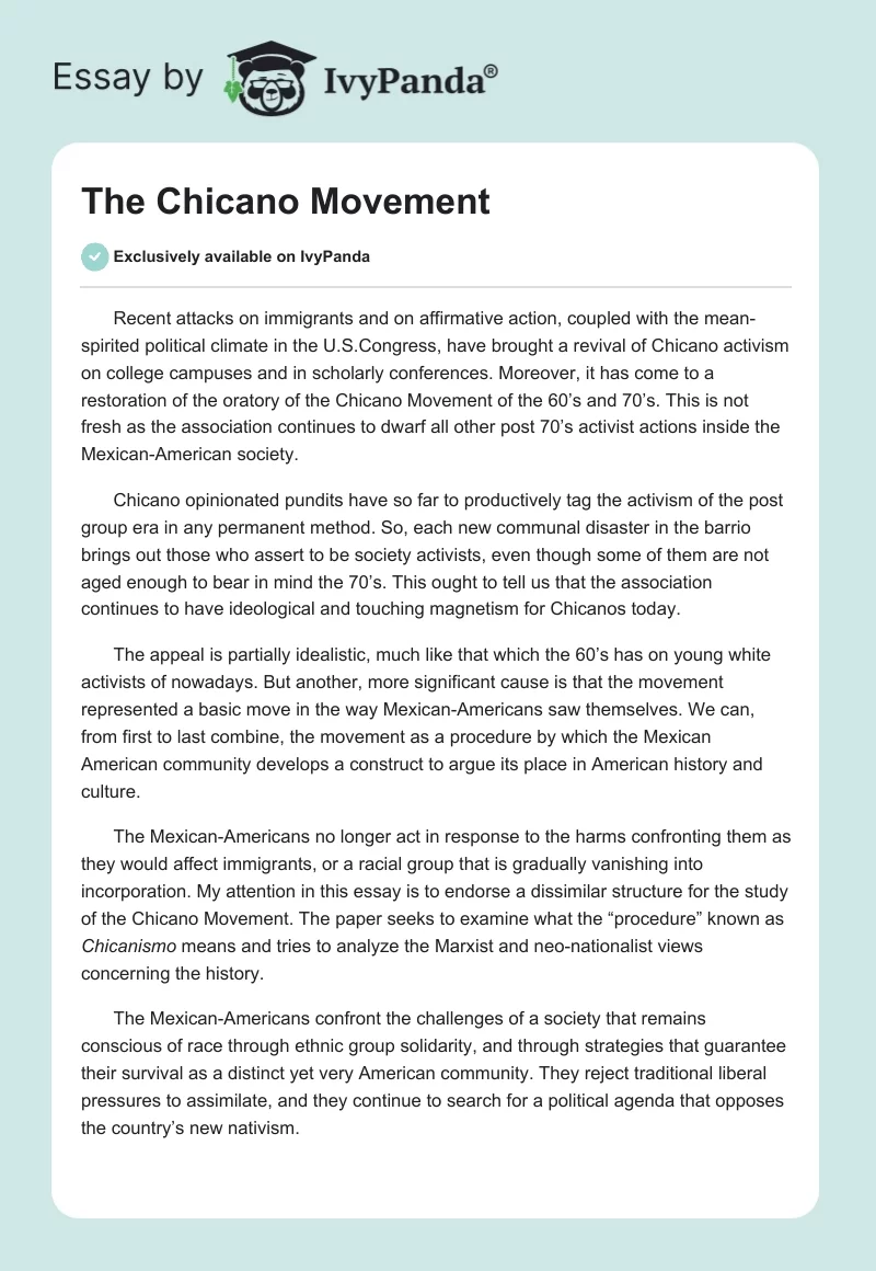 The Chicano Movement. Page 1