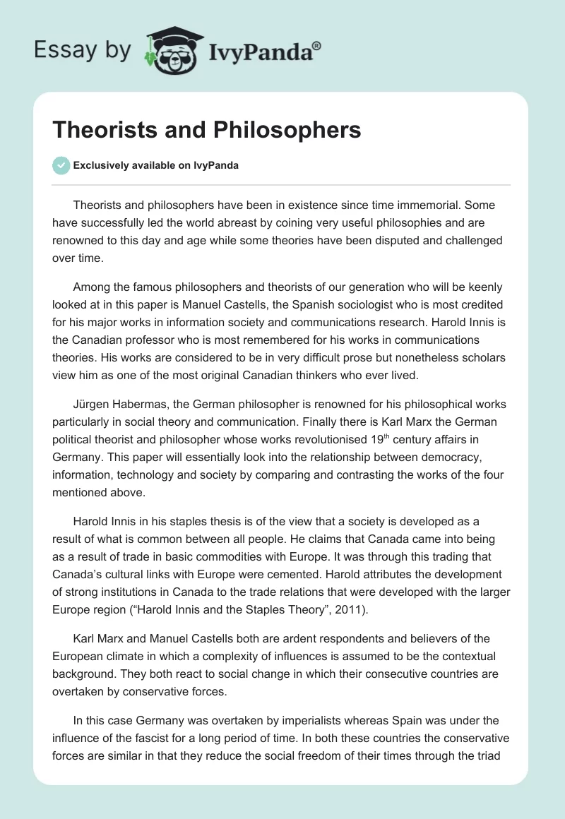 Theorists and Philosophers. Page 1