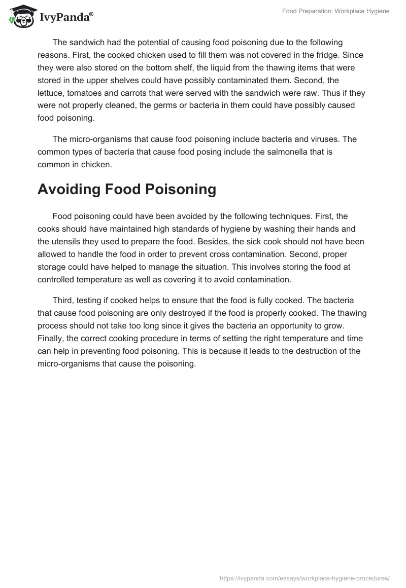 Food Preparation: Workplace Hygiene. Page 2