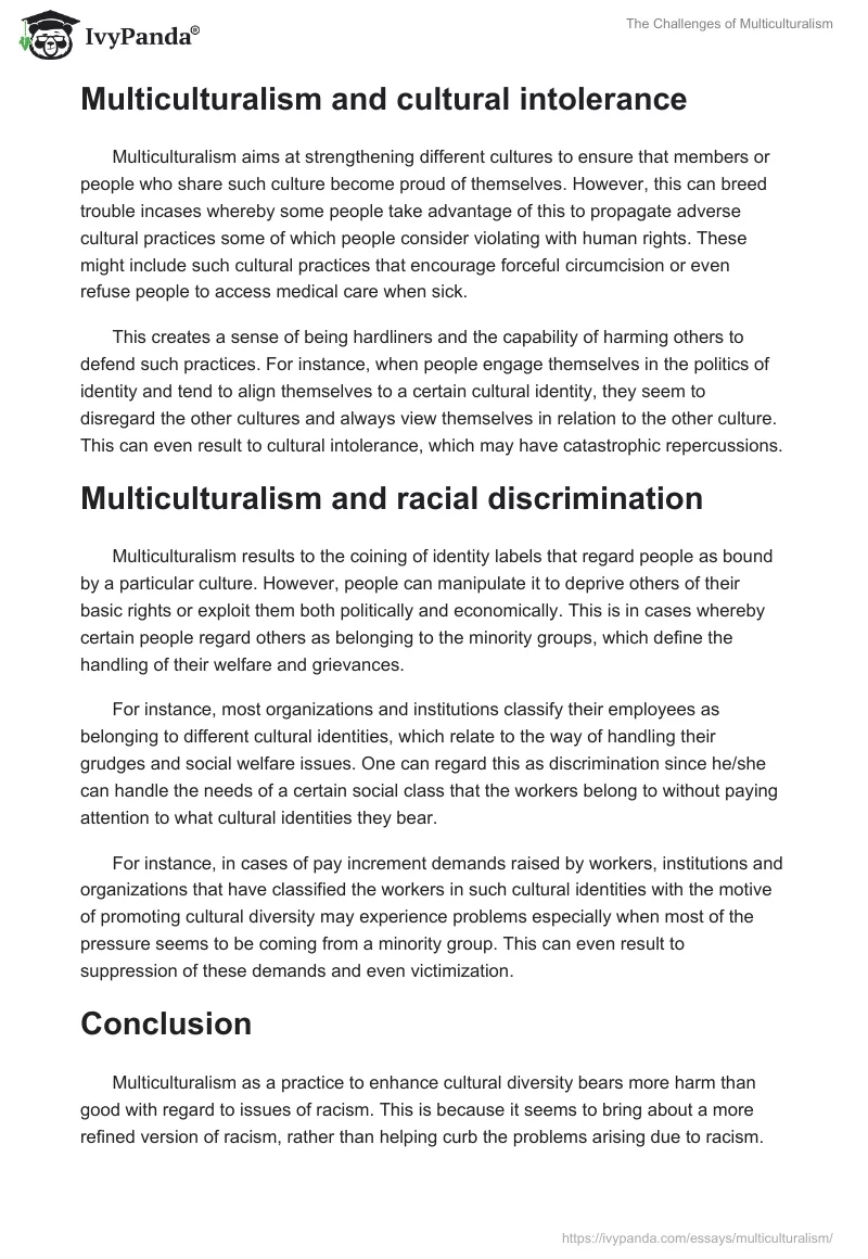 The Challenges of Multiculturalism. Page 2