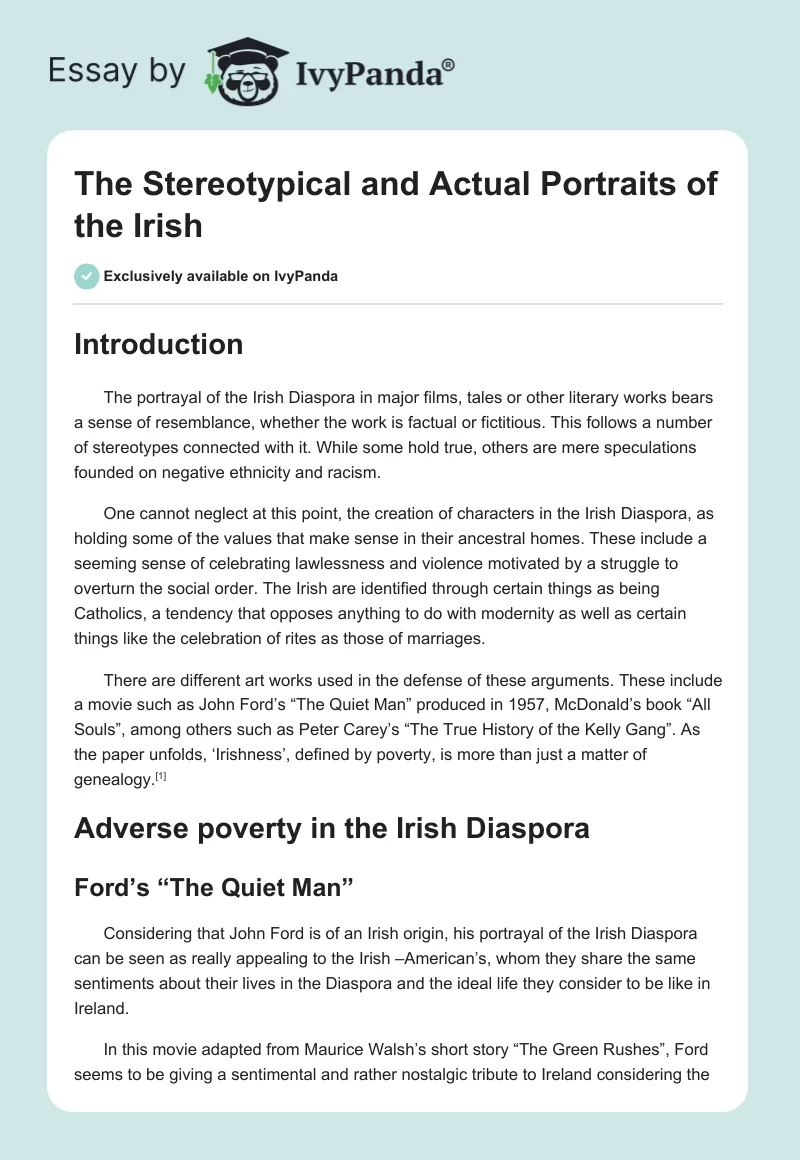The Stereotypical and Actual Portraits of the Irish. Page 1