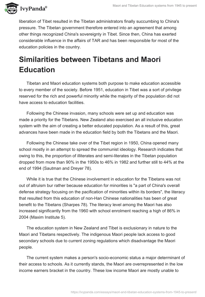 Maori and Tibetan Education systems from 1945 to present. Page 3