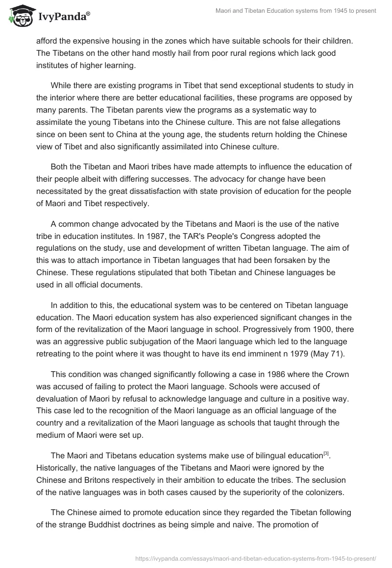 Maori and Tibetan Education systems from 1945 to present. Page 4