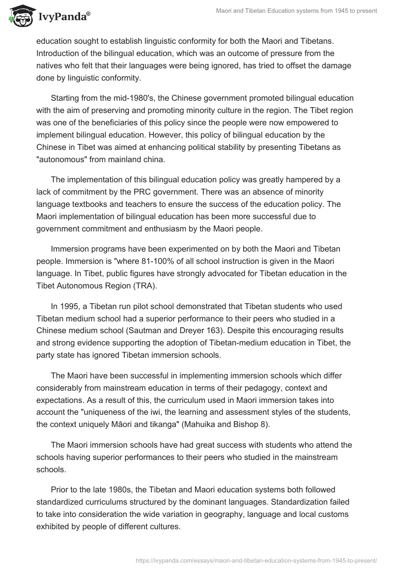 Maori and Tibetan Education systems from 1945 to present. Page 5