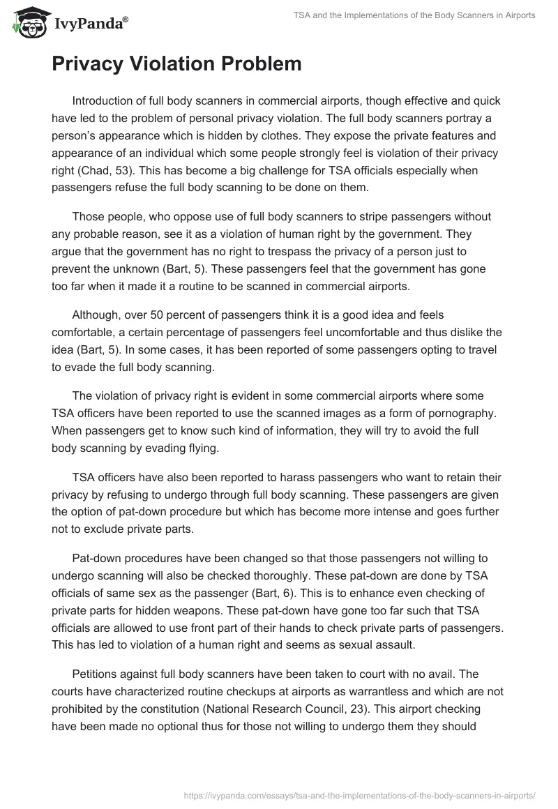 TSA and the Implementations of the Body Scanners in Airports. Page 3