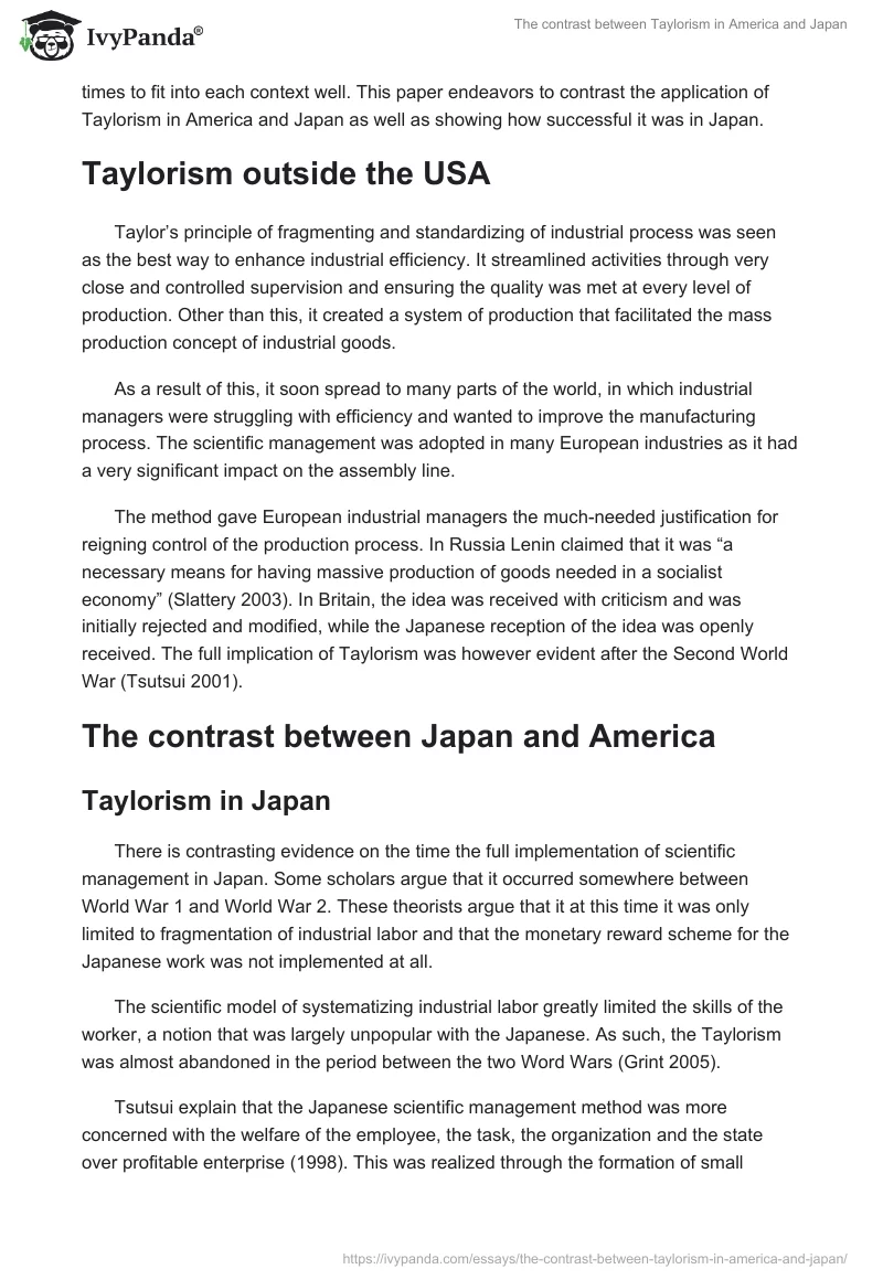 The contrast between Taylorism in America and Japan. Page 2