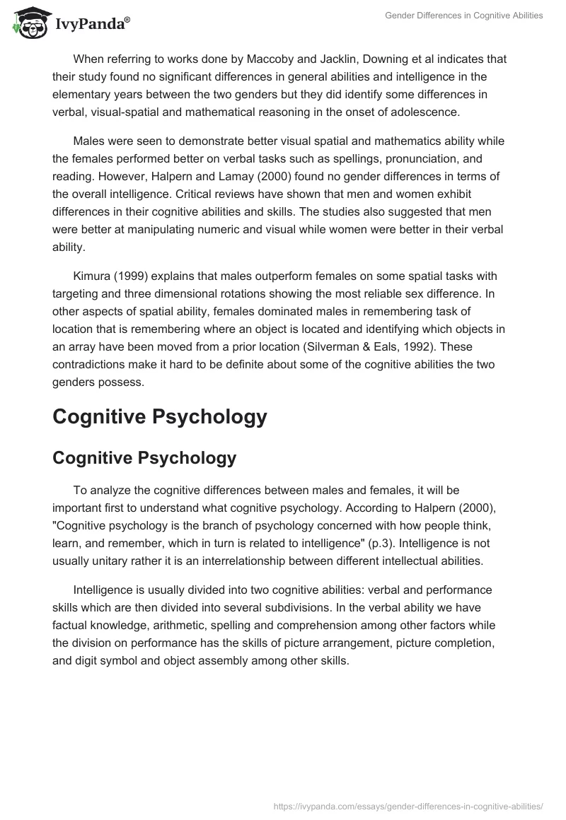 Gender Differences in Cognitive Abilities. Page 3
