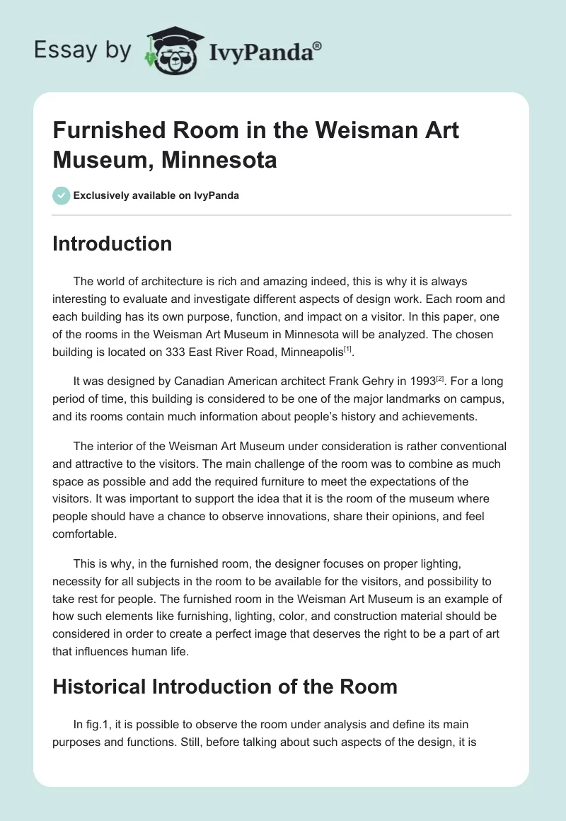 Furnished Room in the Weisman Art Museum, Minnesota. Page 1