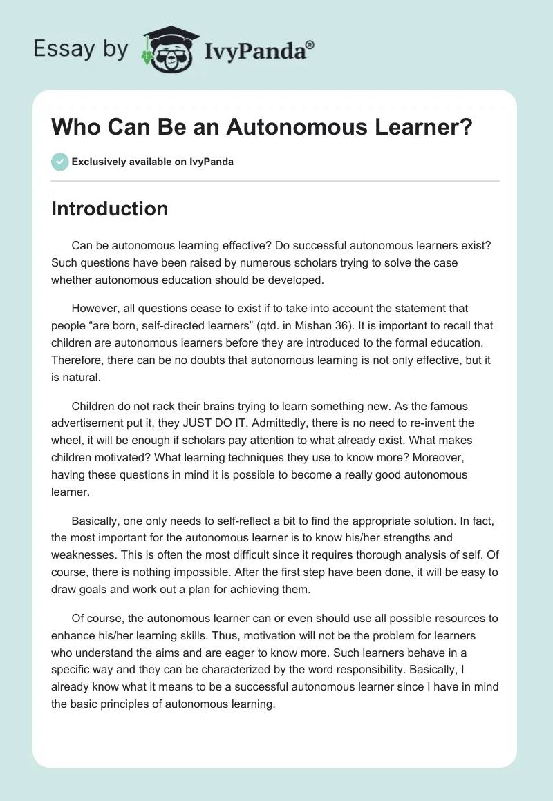 Who Can Be an Autonomous Learner?. Page 1