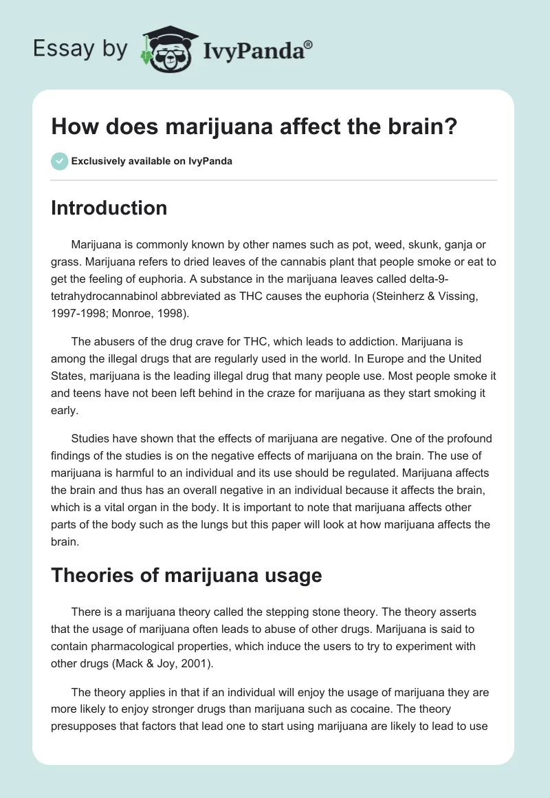 How Does Marijuana Affect the Brain?. Page 1