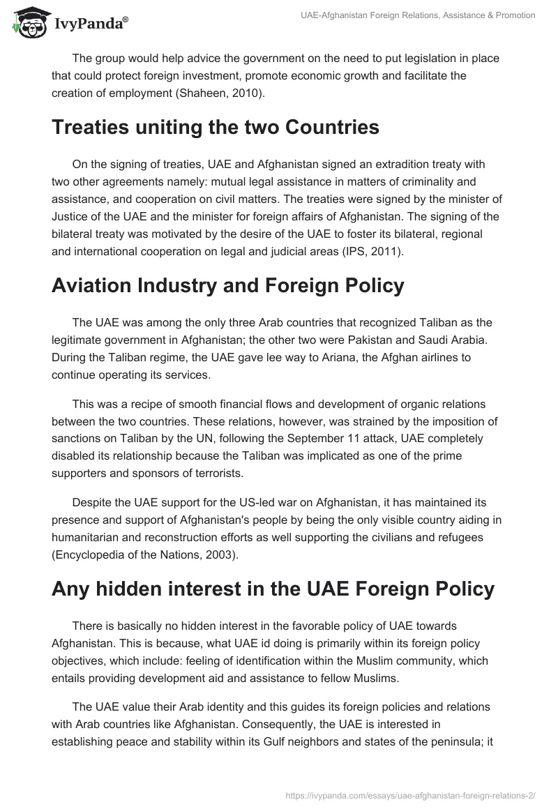 UAE-Afghanistan Foreign Relations, Assistance & Promotion. Page 4