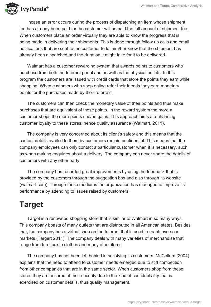 Walmart and Target Comparative Analysis. Page 2