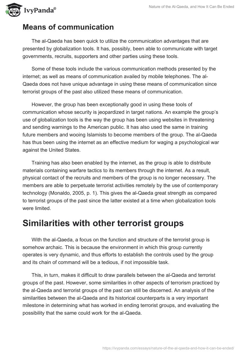 Nature of the Al-Qaeda, and How It Can Be Ended. Page 5