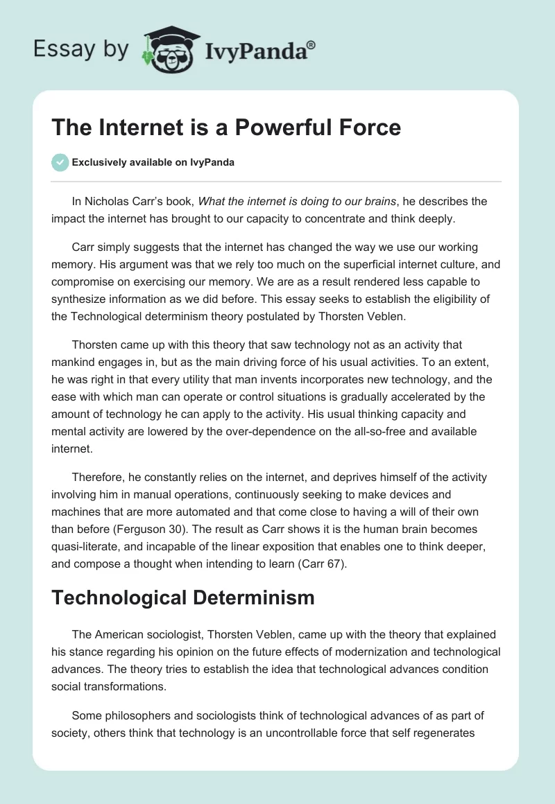 The Internet Is a Powerful Force. Page 1
