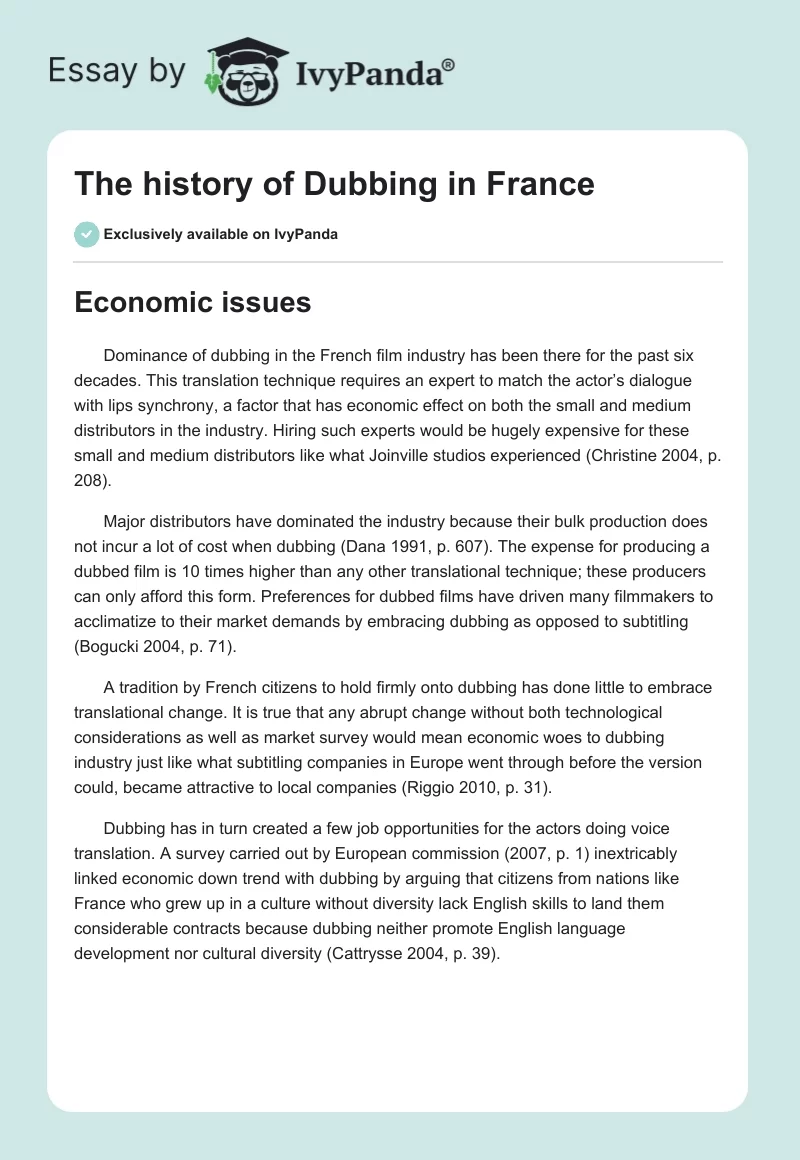 The history of Dubbing in France. Page 1
