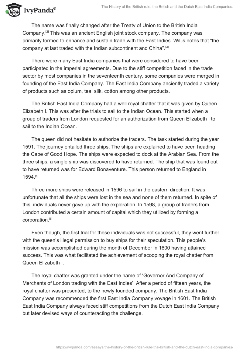 The History of the British rule, the British and the Dutch East India Companies.. Page 2