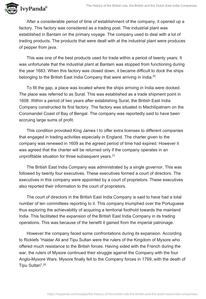 The History of the British rule, the British and the Dutch East India Companies.. Page 3