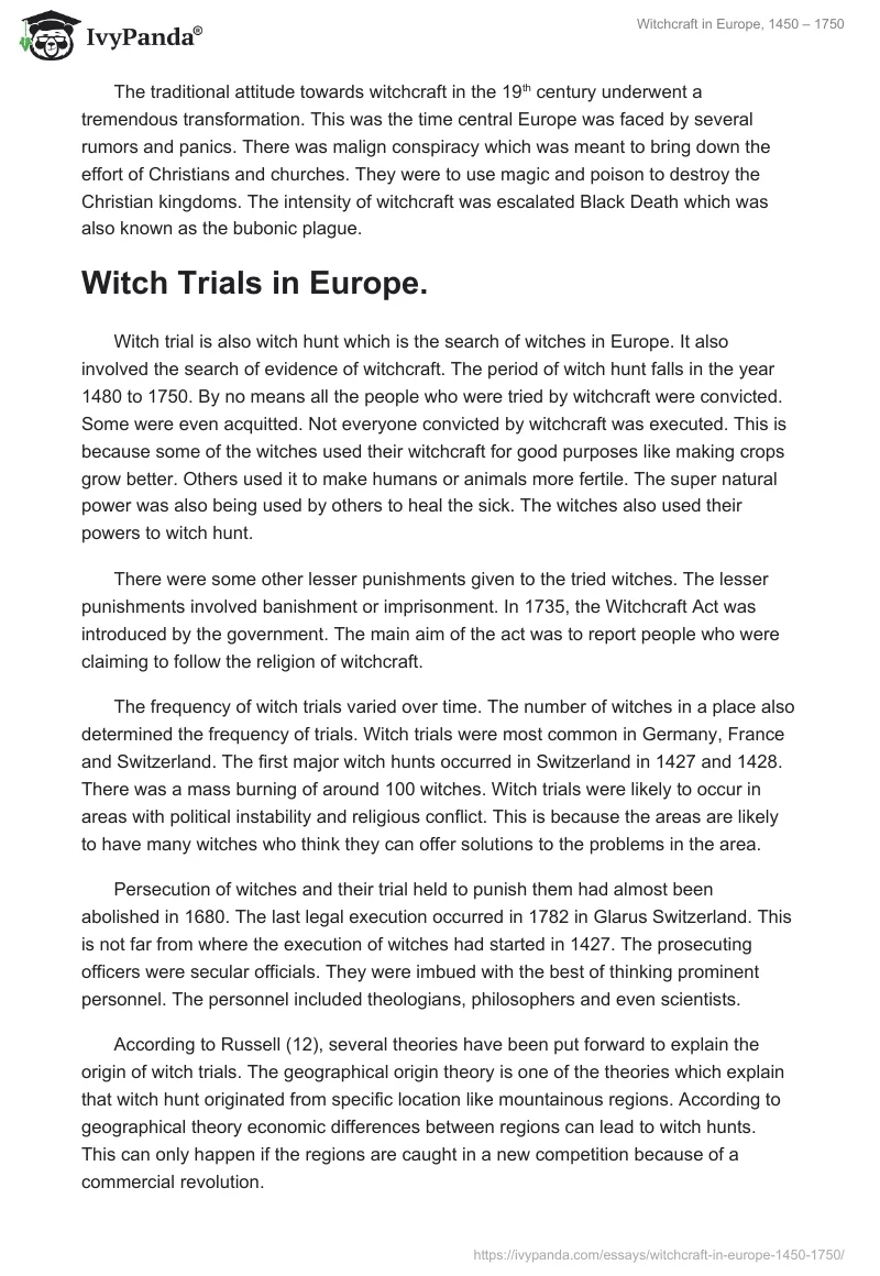 Witchcraft in Europe, 1450 – 1750. Page 2