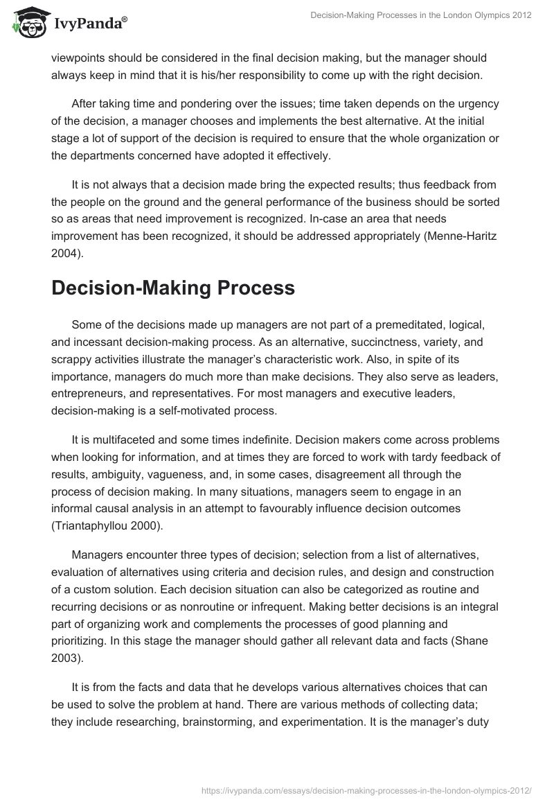 Decision-Making Processes in the London Olympics 2012. Page 2
