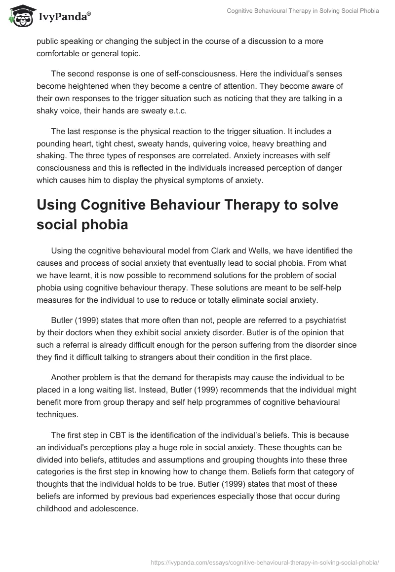 Cognitive Behavioural Therapy in Solving Social Phobia. Page 4