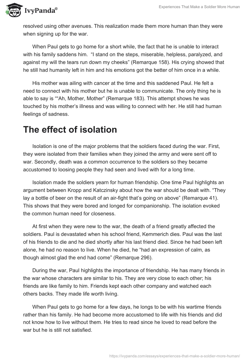 Experiences That Make a Soldier More Human. Page 2