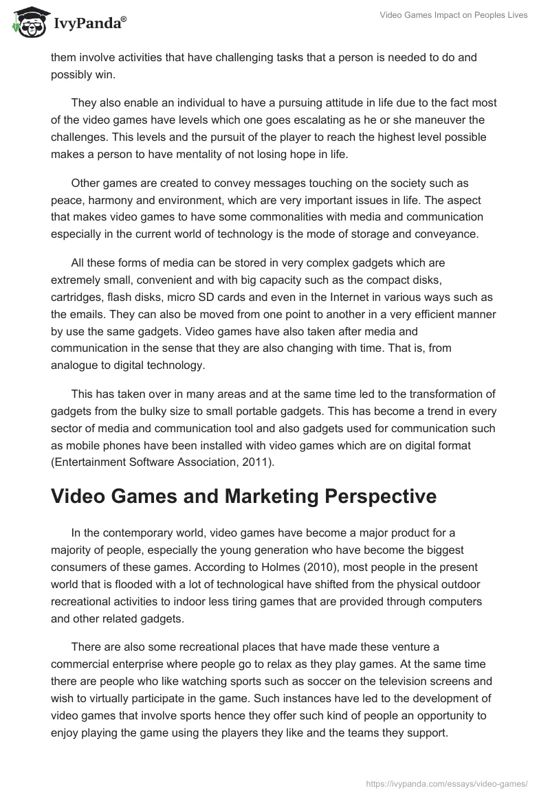 Video Games Impact on Peoples Lives. Page 3