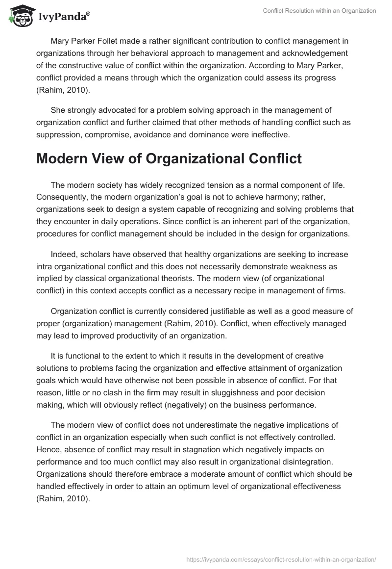 Conflict Resolution Within an Organization. Page 4